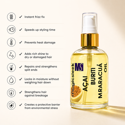 Acai Oil | Best Hair Essential Oil for Frizz Control and Shine | Brazilian Acai Berry oil | 60 ML