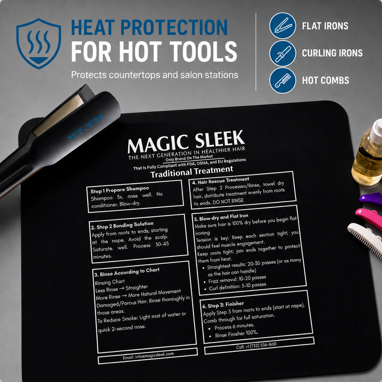 Heat Resistant Mat for Styling Tools | Magic Sleek Professional Salon Pad