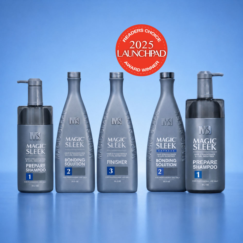 Magic Sleek professional hair straightening treatment system with Prepare Shampoo, Bonding Solution and Finisher for salon stylists