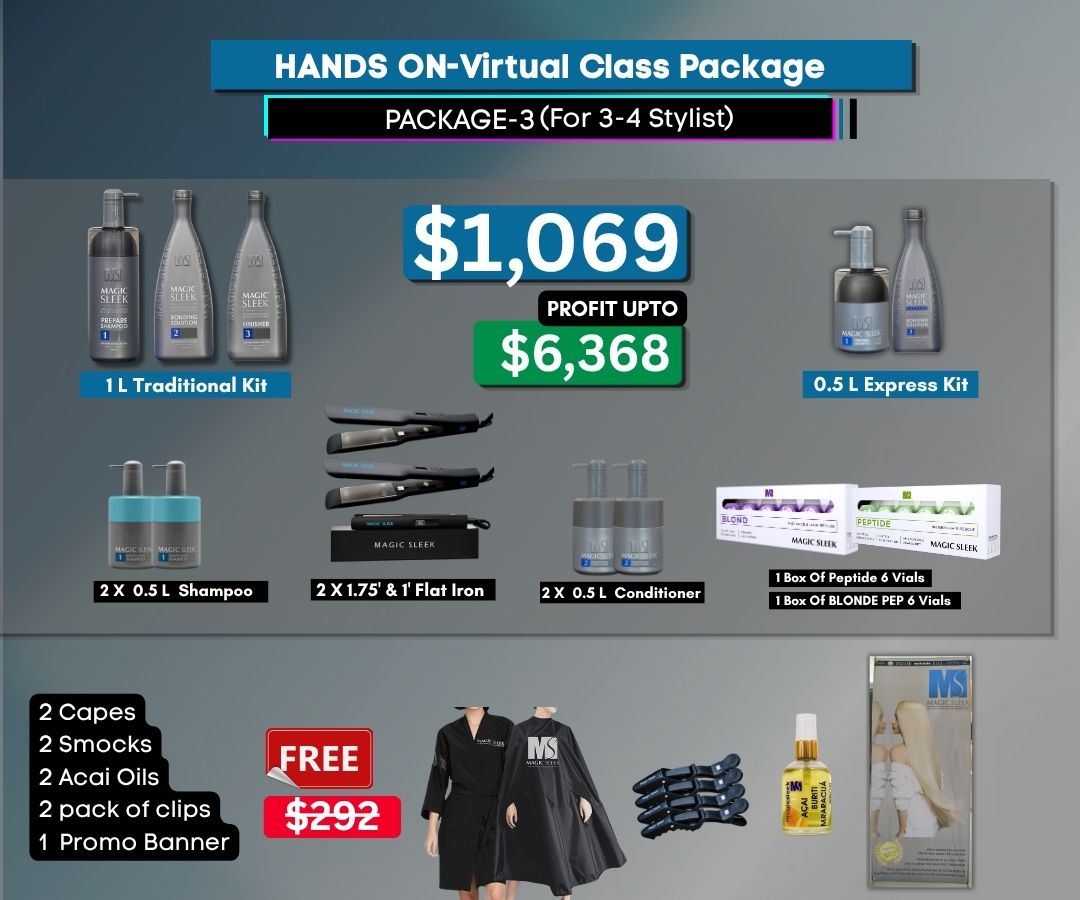 Education Package-3 | Kit for 3-4 Stylists | Best Formaldehyde Free Alternative Keratin Treatment 1 Education Package-3