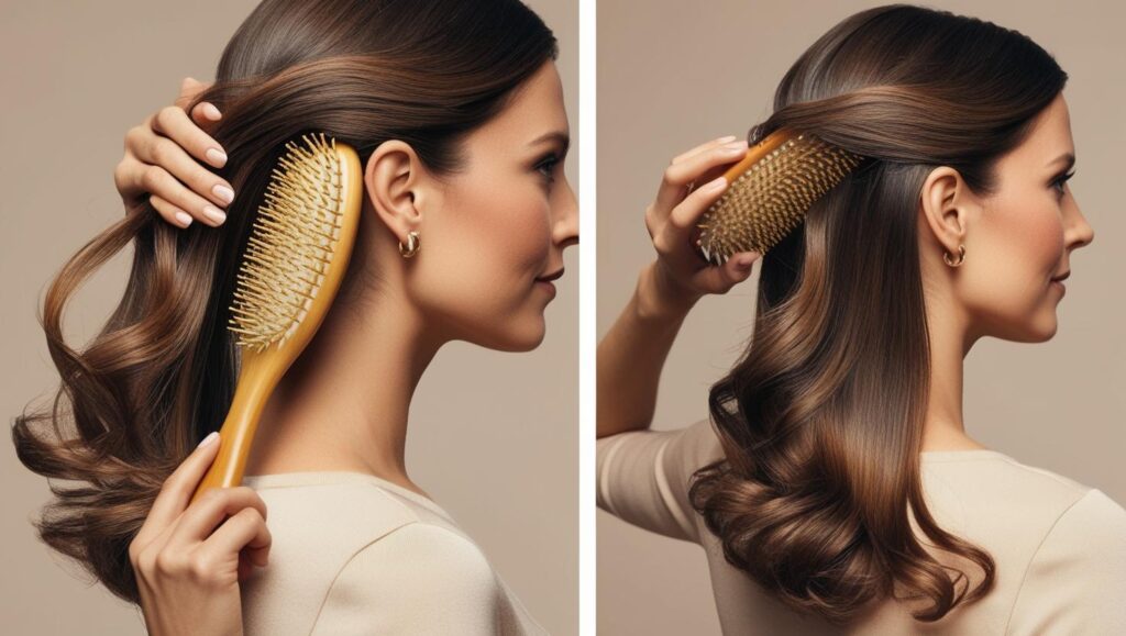 ✨ Detoxifying Shampoo: The Perfect Cleanse for Hair 1 Create a high quality image make it realistic of a woman brushing her hair only show her back or from the side