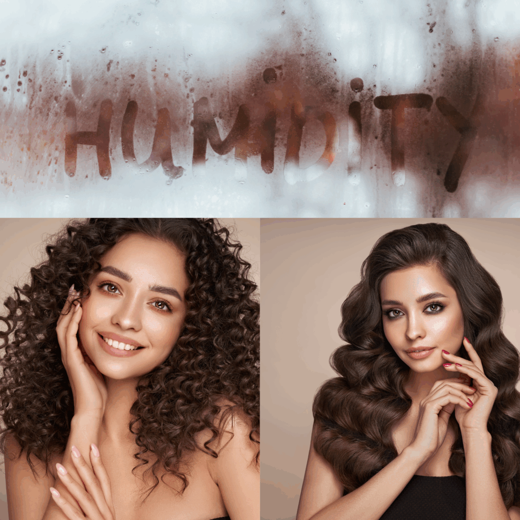 How to Keep Hair Smooth in Humid Weather: Expert Tips That Actually Work 1 representing humid weather and various hairstyles without frizz. Showing how to keep hair smooth in humid weather