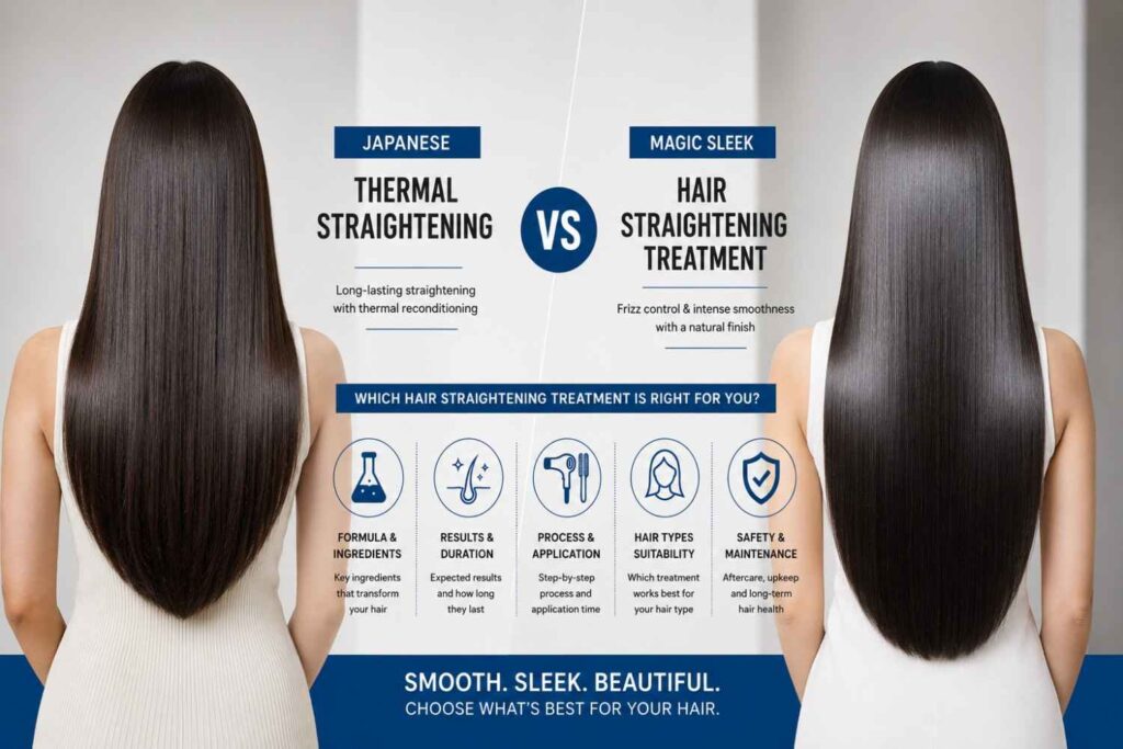 Japanese Thermal Straightening vs Magic Sleek Hair Straightening Treatment 1 Japanese Thermal Straightening